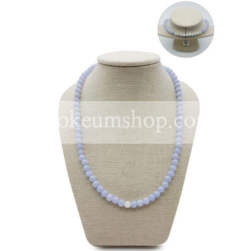 파워스톤목걸이 A형 6mm (블루스톤) 백색계열